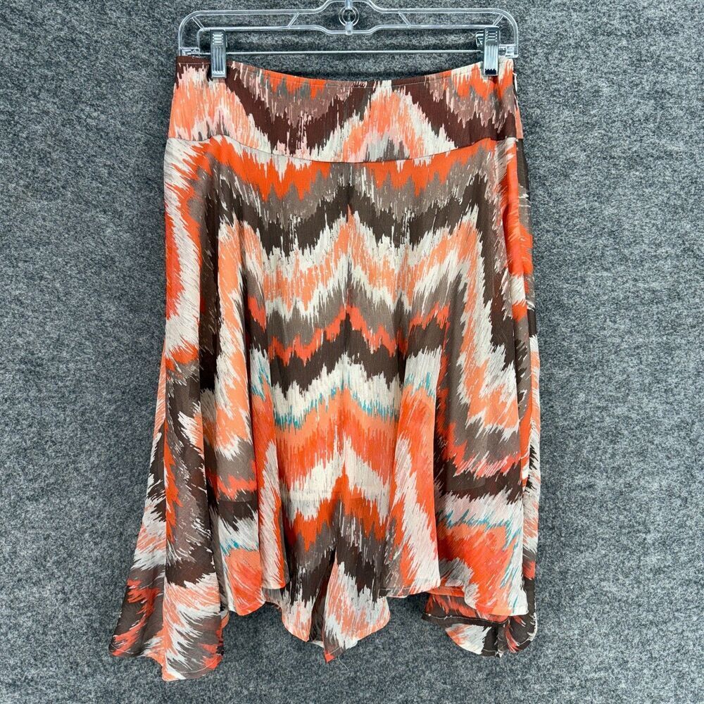 Tommy Bahama Skirt Women 0 Pink Striped Zipper A-Line Midi Lined Silk Casual